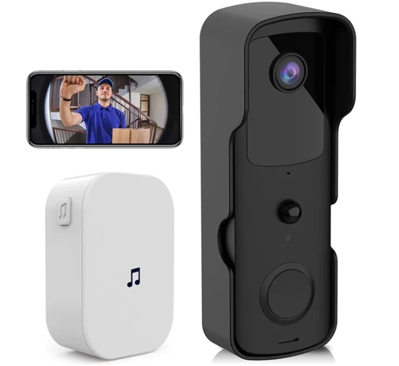 Scheda SD con rilevamento del movimento PIR ricaricabile tramite USB con suoneria e archiviazione su cloud Videocitofono WiFi wireless