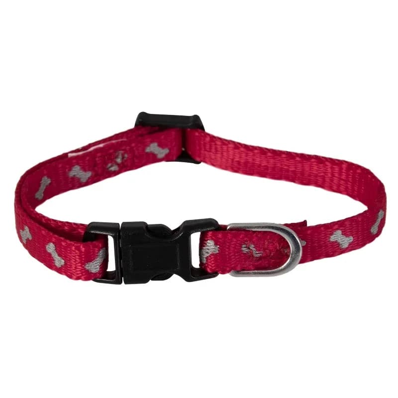 Reflective Polyester Adjustable Dog Collar, Red, Extra Small XS