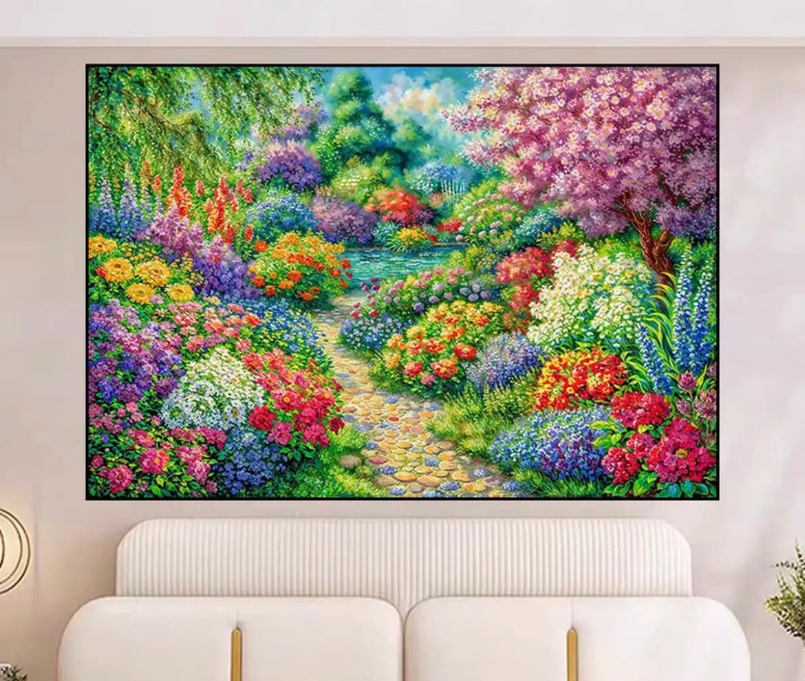 14CT 9CT Flowers Printed Kit Cross Stitch Embroidery DIY Needlework Set Crafts With Needles Threads 65 Colors