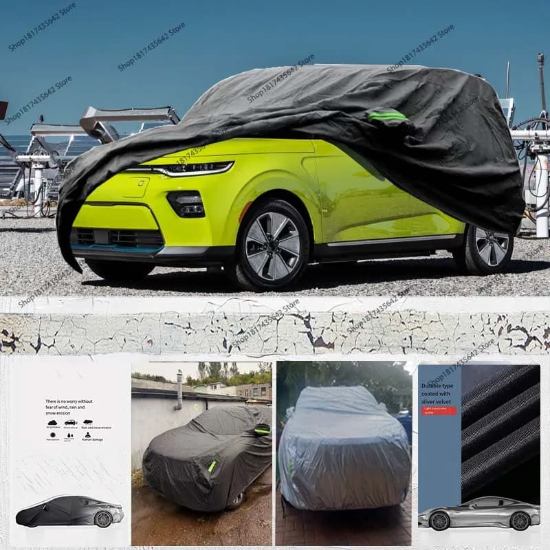 Copertura protettiva completa per auto Impermeabile per tutte le stagioni Copertura completa anti-UV per esterni per Kia E-Niro 190T Nero con strisce riflettenti