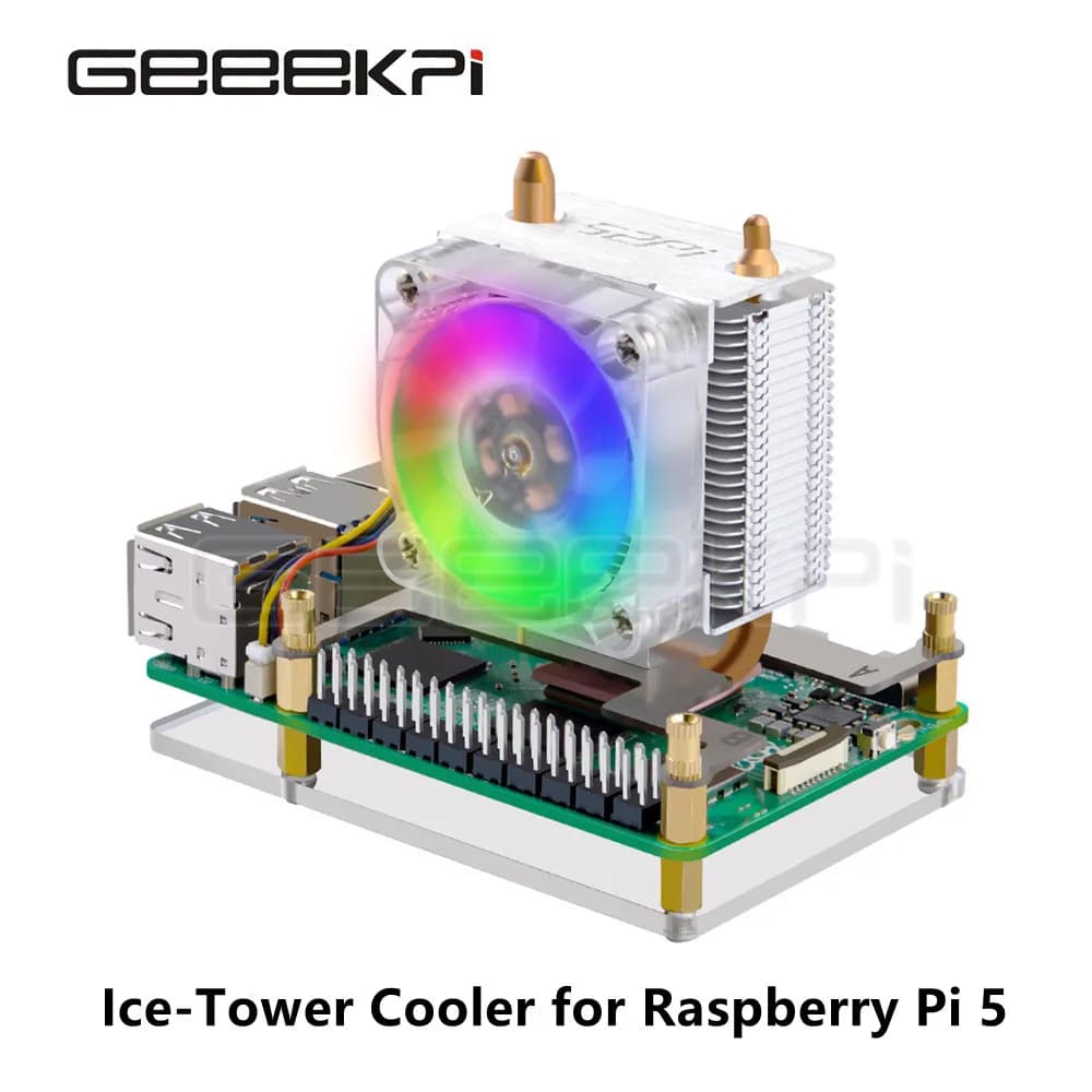 GeeekPi Raspberry Pi 5 Cooler Raspberry Pi 5 ICE-Tower Cooler CPU Cooling fan with RGB LED light