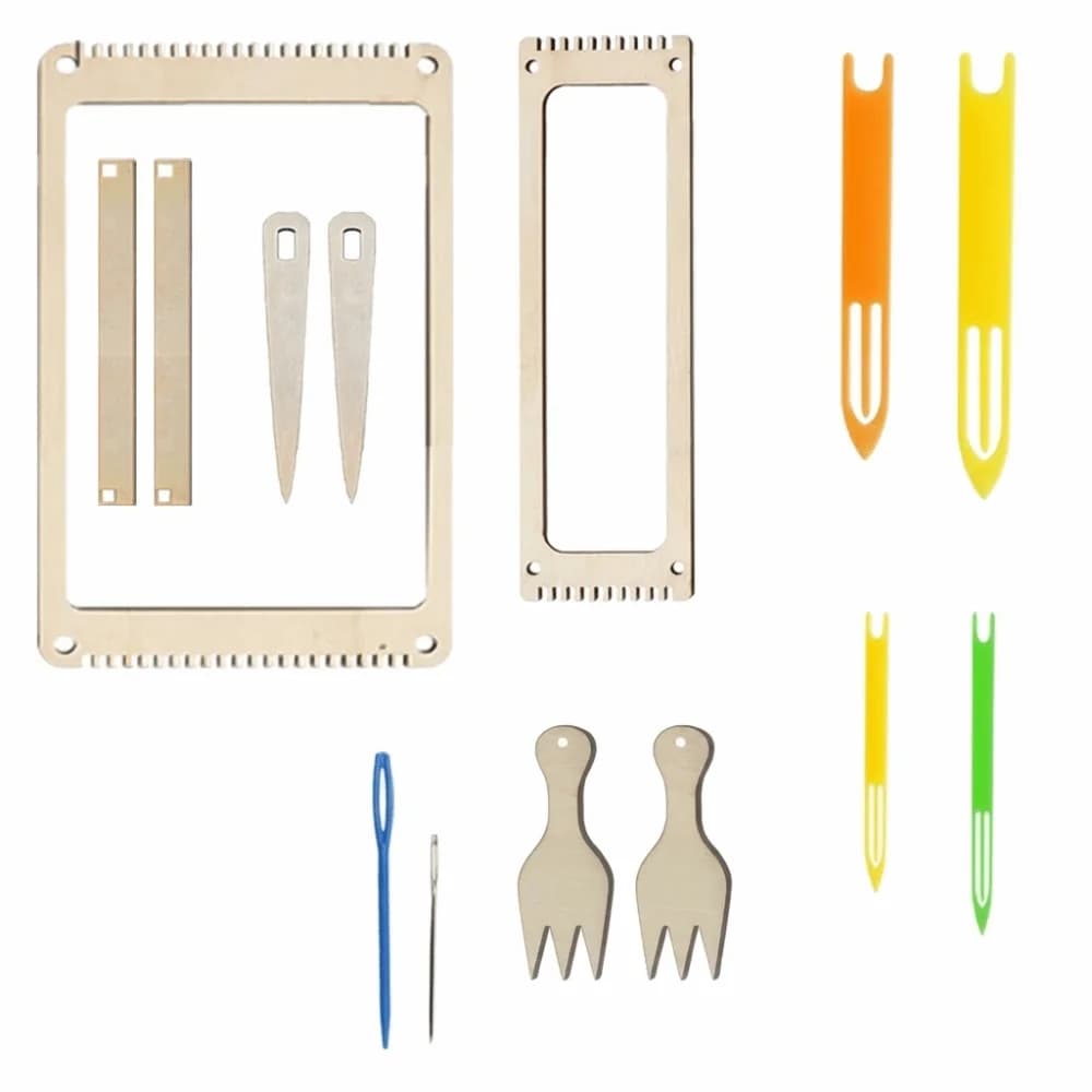 Wooden Mini Loom Machine Lightweight DIY Handcrafts Hand-Knitting Kit Small Frame Easy Operate Yarn Weaving Tools Desktop Craft