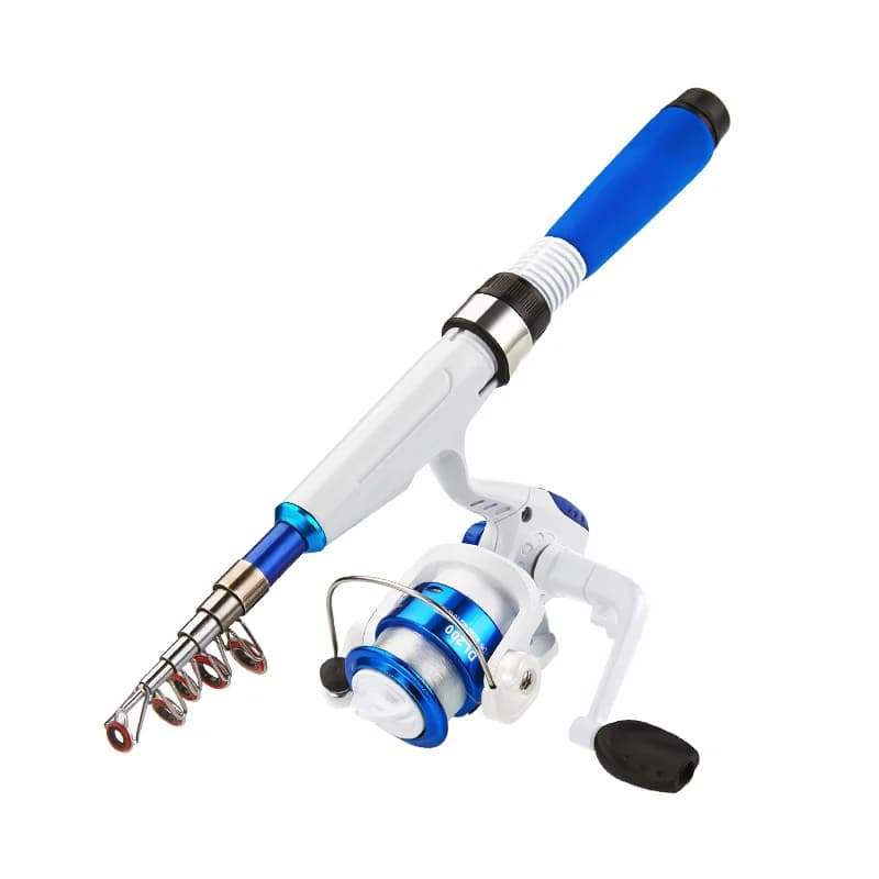 DEUKIO Mini canna da pesca combinata con canna da pesca telescopica corta e mulinello da spinning set di canne da viaggio per bambini principianti