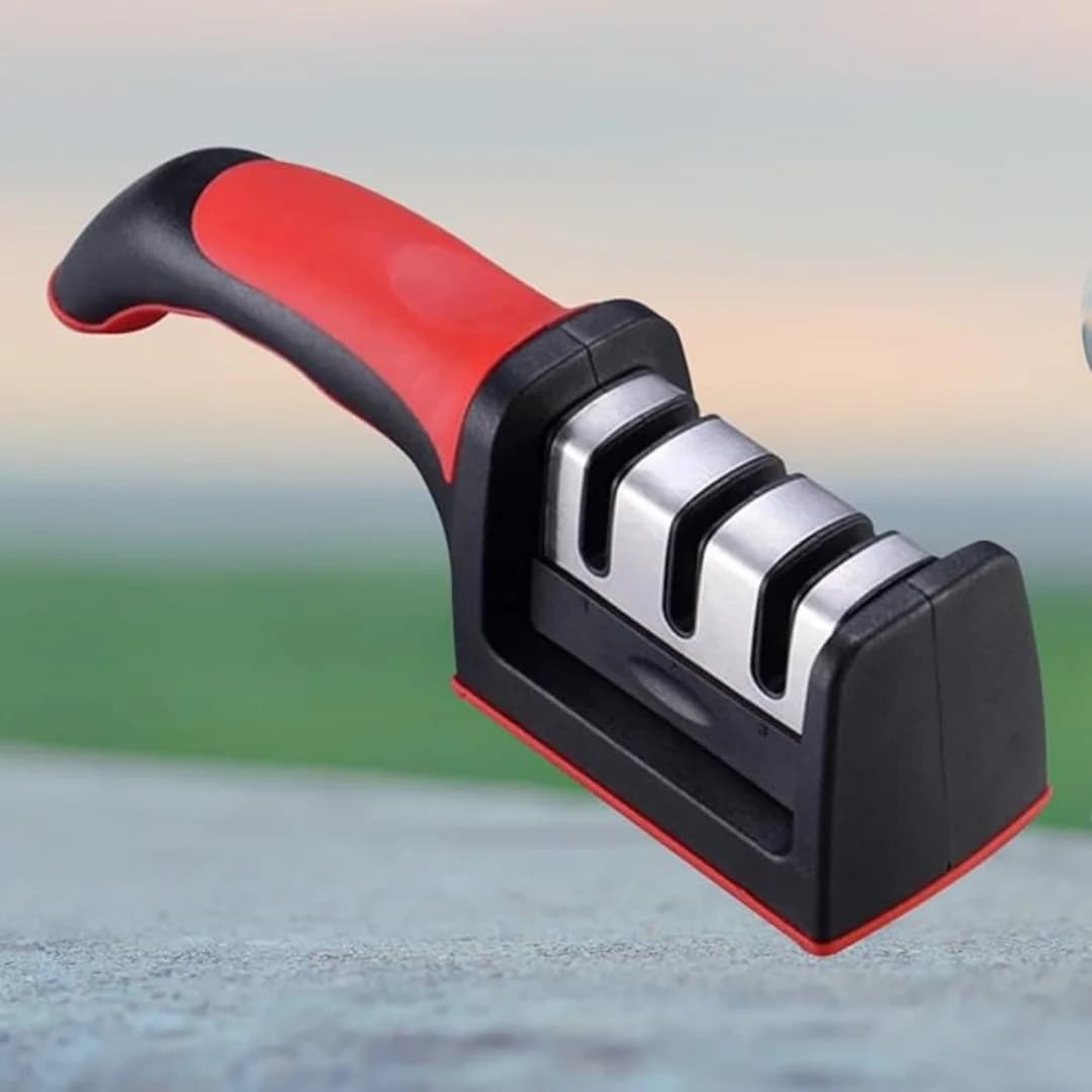 Affilacoltelli a 3 Fasi - Impugnatura Ergonomica, Affilatura Rapida per Coltelli da Cucina, Forbici, Utensili da Cucina