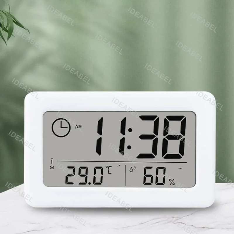 Orologio Digitale con Termometro e Igrometro, Alimentato a Batteria, da Tavolo o da Parete per Cucina, Bagno, Ufficio, Soggiorno, Camera da Letto