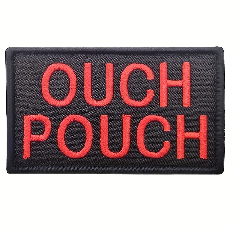 toppa Patch ricamata Ouch Pouch – Applicazione morale tattica con velcro con gancio e anello, toppa per kit di pronto soccorso per borse, giacche, tattica