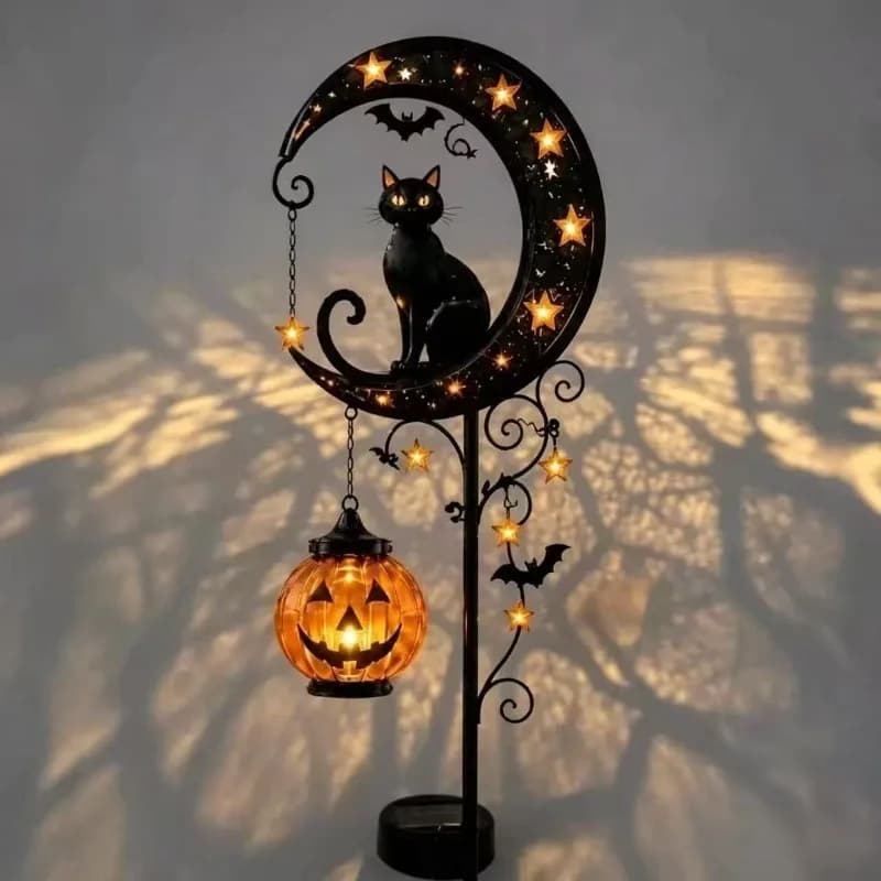 Solar Halloween Light Cat Garden Stake Lights Pumpkins Moon Garden Stake Lamp Outdoor Waterproof Garden Ornaments Decor Gift