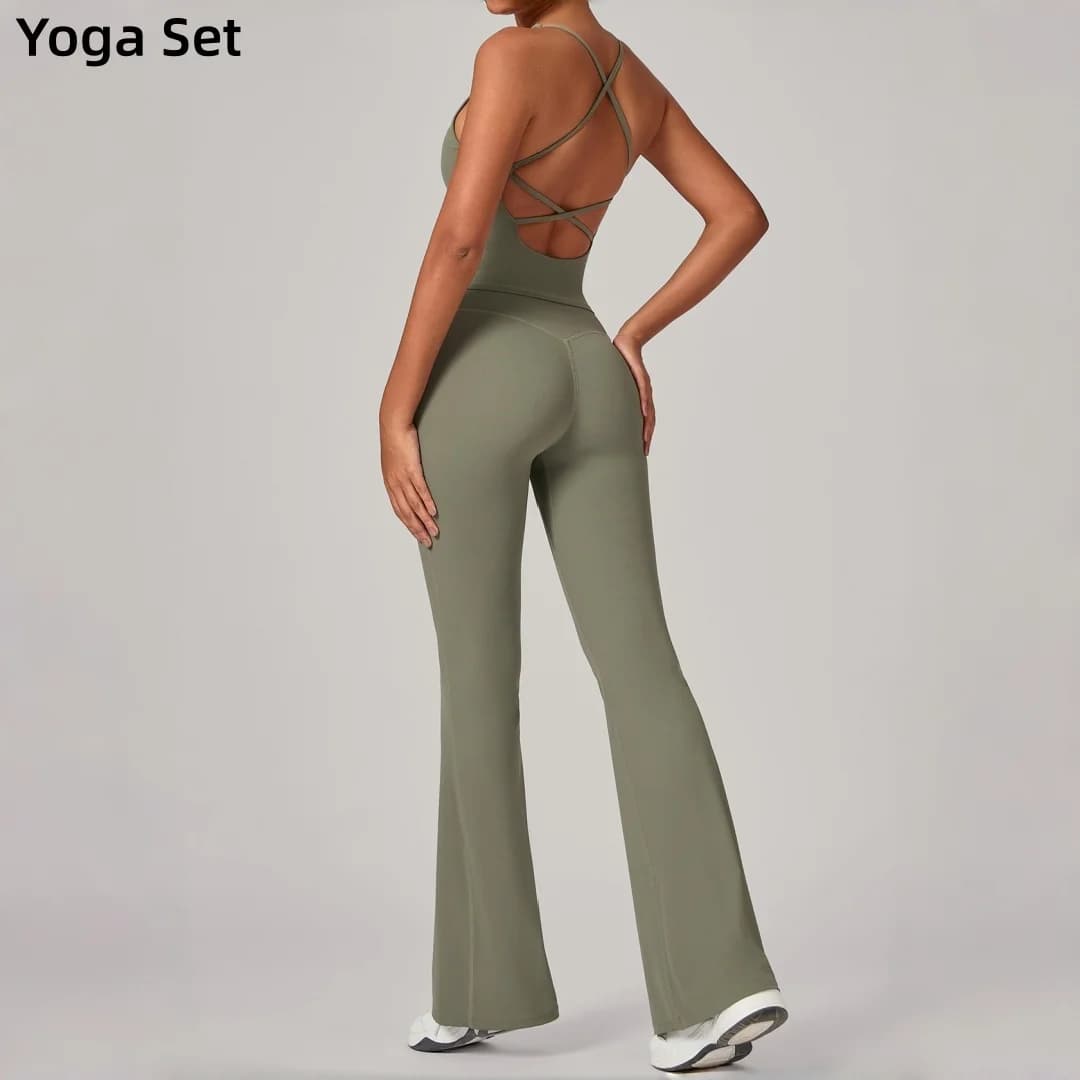 Set Yoga da Donna 2 Pezzi, Vita Alta, Effetto Push-Up, Senza Schienale, per Fitness, Sport, Corsa, Pilates, Allenamento, Palestra