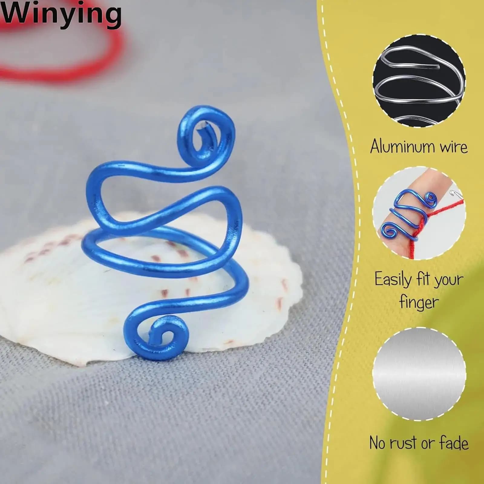 Adjustable Yarn Tension Ring for Crocheting Knitting Loop Open Finger Ring for Finger Yarn Guide Crochet Accessories