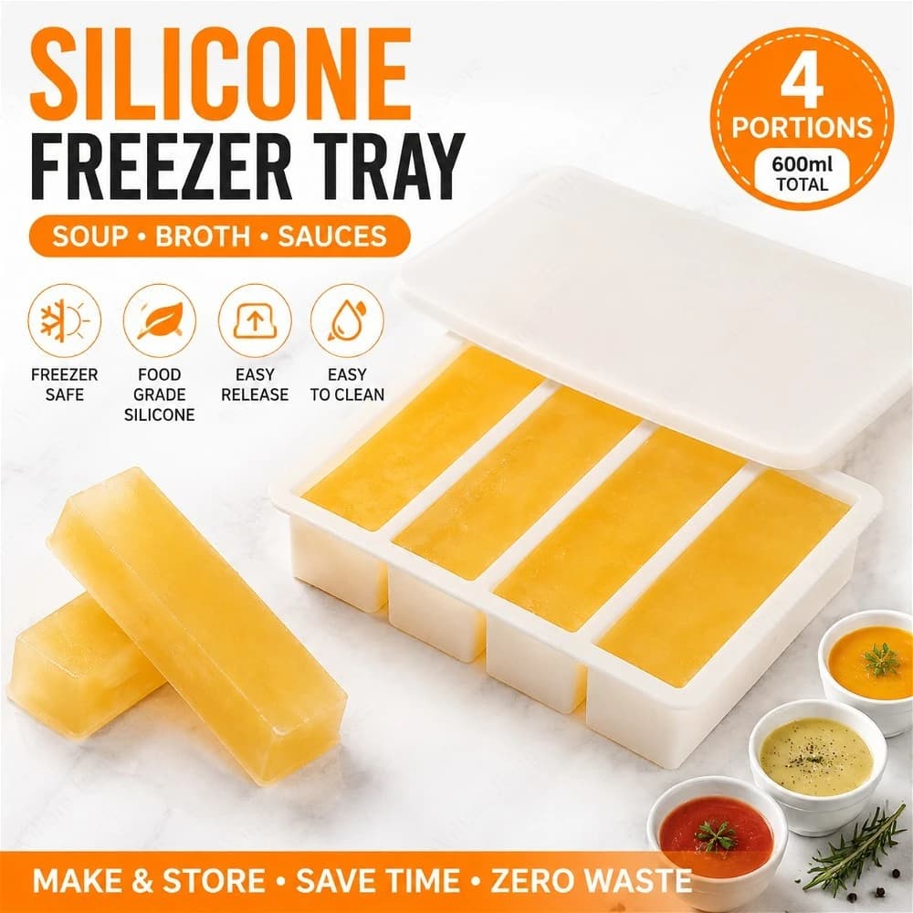 Contenitore Impilabile in Silicone per Congelatore con Coperchio Sigillato, Durevole per Conservazione Alimenti, Zuppe, Brodi, Salse, Preparazione Pasti Domestica