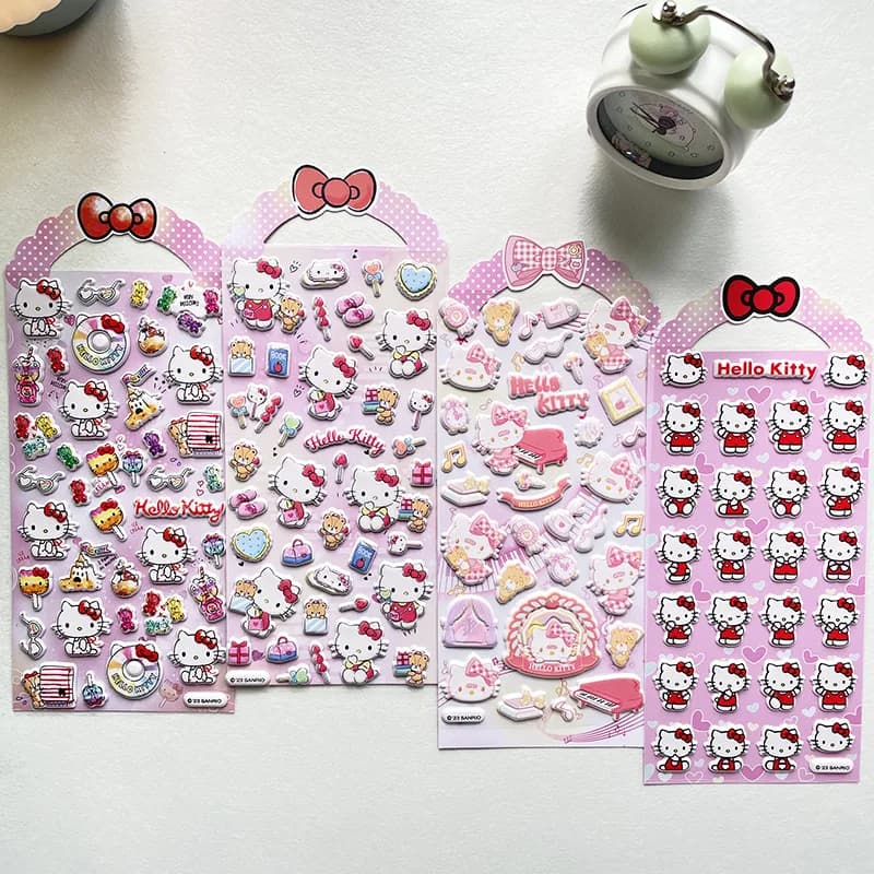 4pcs Cute Sanrio Cartoon Anime 3D Bubble Stickers Kawaii Kuromi Cinnamoroll Decals DIY Scrapbook Laptop Phone Sticker Toy Gifts
