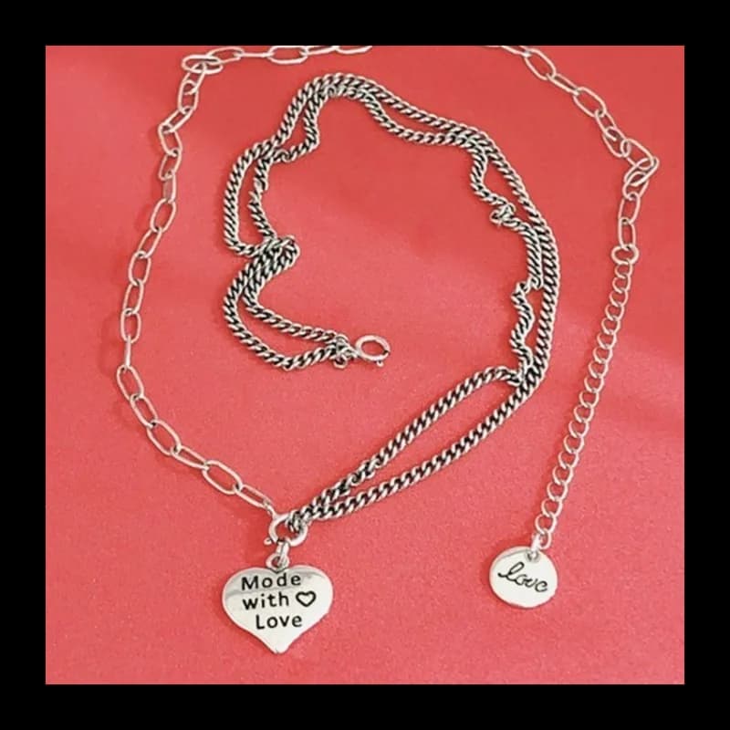 Collana vintage in argento tailandese da donna Ins Fashion Gioielli con ciondolo a catena con clavicola multi-alfabeto a forma di amore