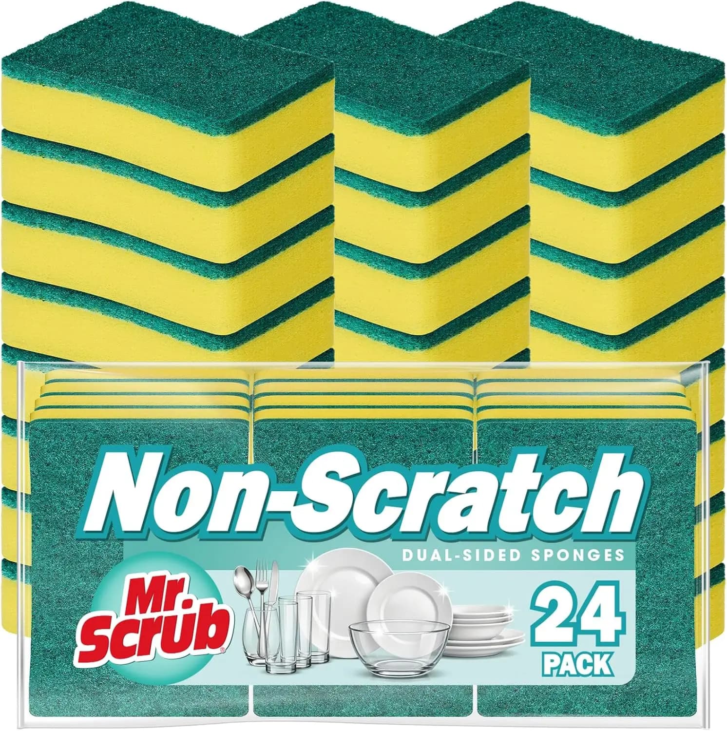 Confezione da 24 Spugne per Pulizia Cucina, Spugnette Abrasive per Sapone, Spazzole per Pentole, Padelle, Stoviglie e Bagno