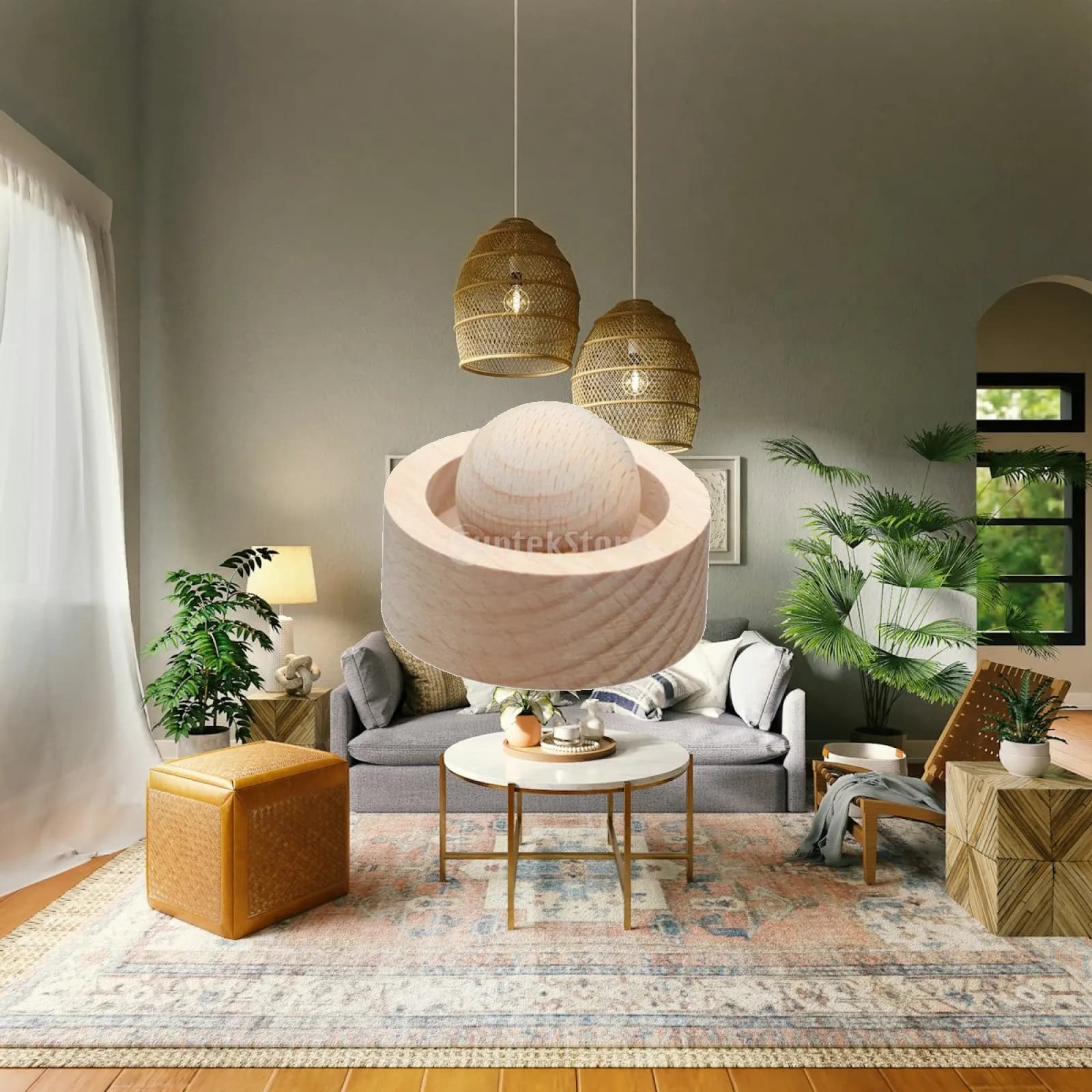 Wooden Aroma Diffuser Round Ball Essential Oil Diffuser Wood Air Freshener for Home Office Car