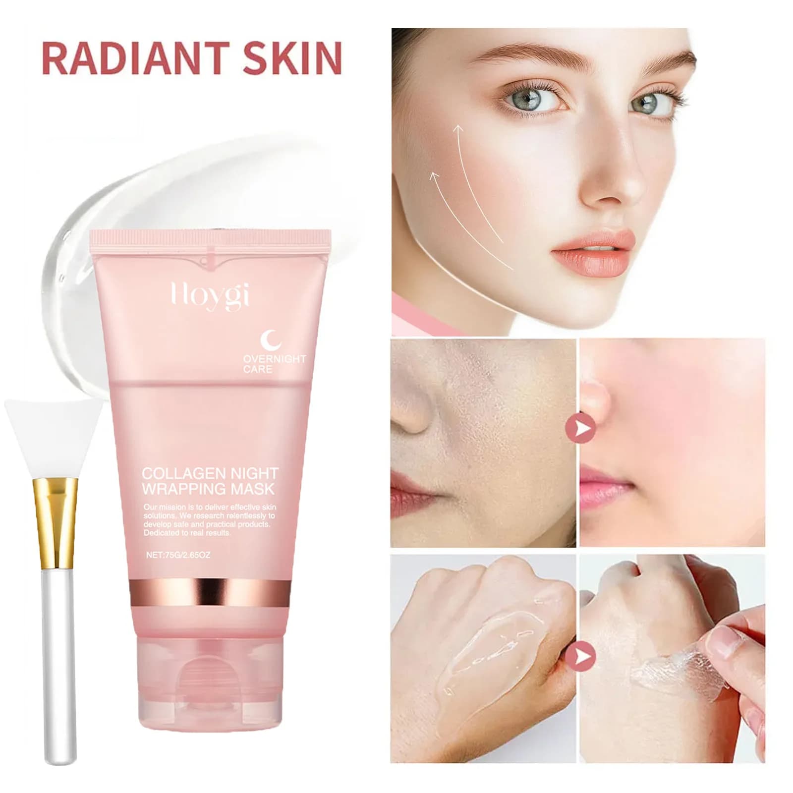 Collagen Mask Background Peel Off Anti-Wheel Lifting Skin Care Masks Bio Pack Night Hydrating for Women