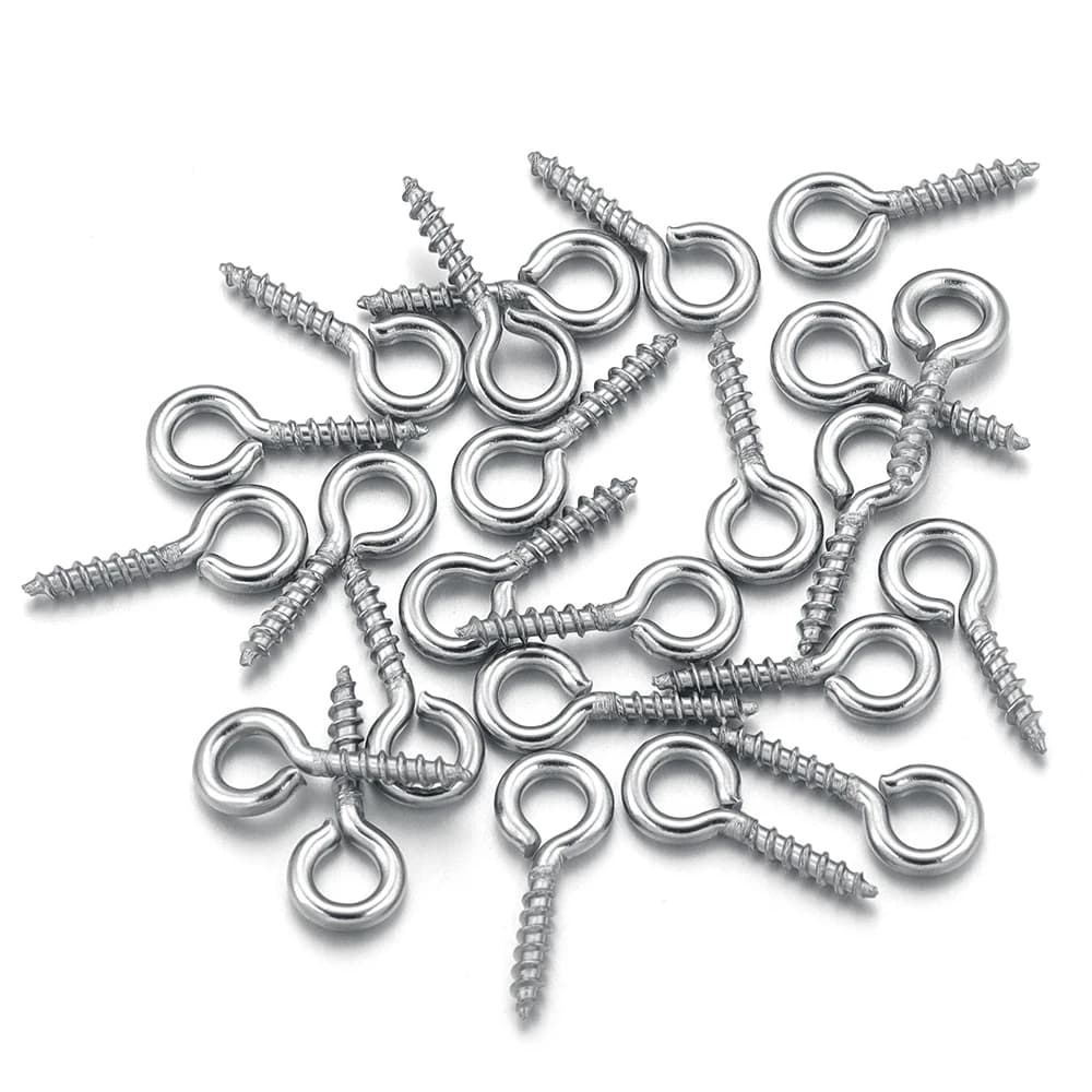 100pcs/lot Stainless Steel Mini Screw Eye Pins Pendant Buckle Threaded Hole Metal Material for DIY Craft Jewelry Making Supplies