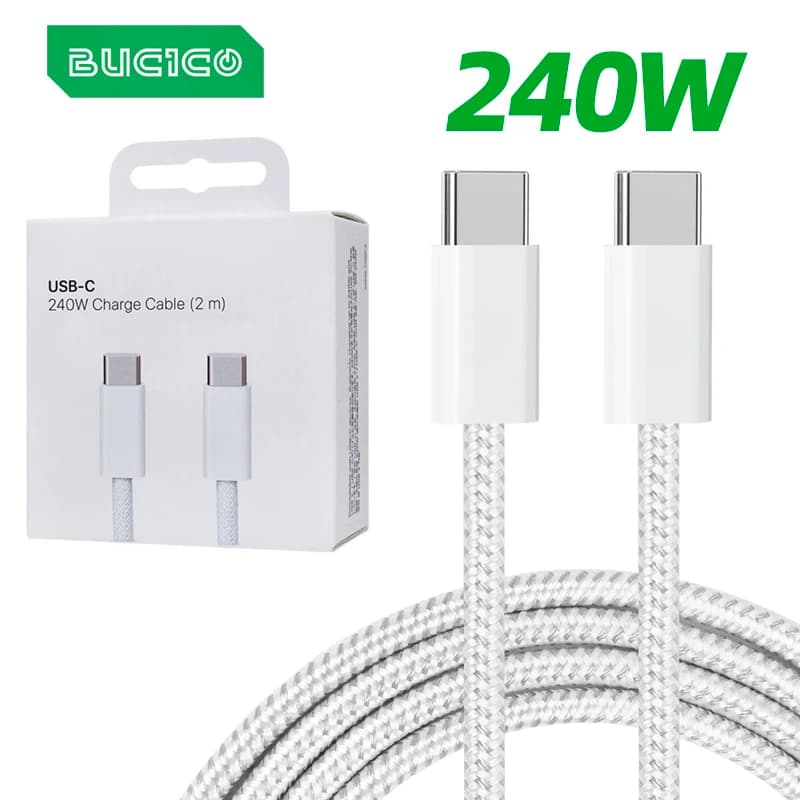 Cavo di ricarica USB-C a USB-C da 240W, Cavo PD intrecciato a ricarica rapida per iPhone 15 16 17E 17 Max, iPad Air, MacBook Pro, ASUS, DELL