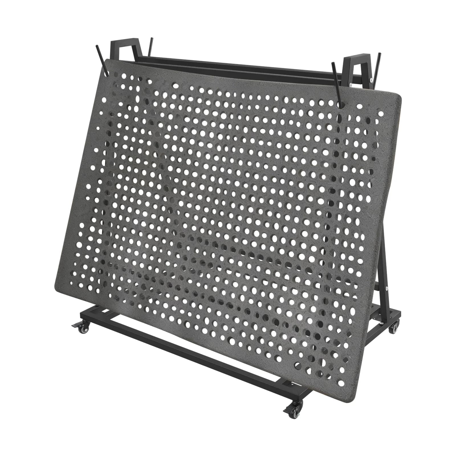Carrello porta-tappeti nero con ruote, porta-tappeti mobile con rotelle, scaffale portaoggetti per casa, ufficio, hall di hotel, resistente per piante