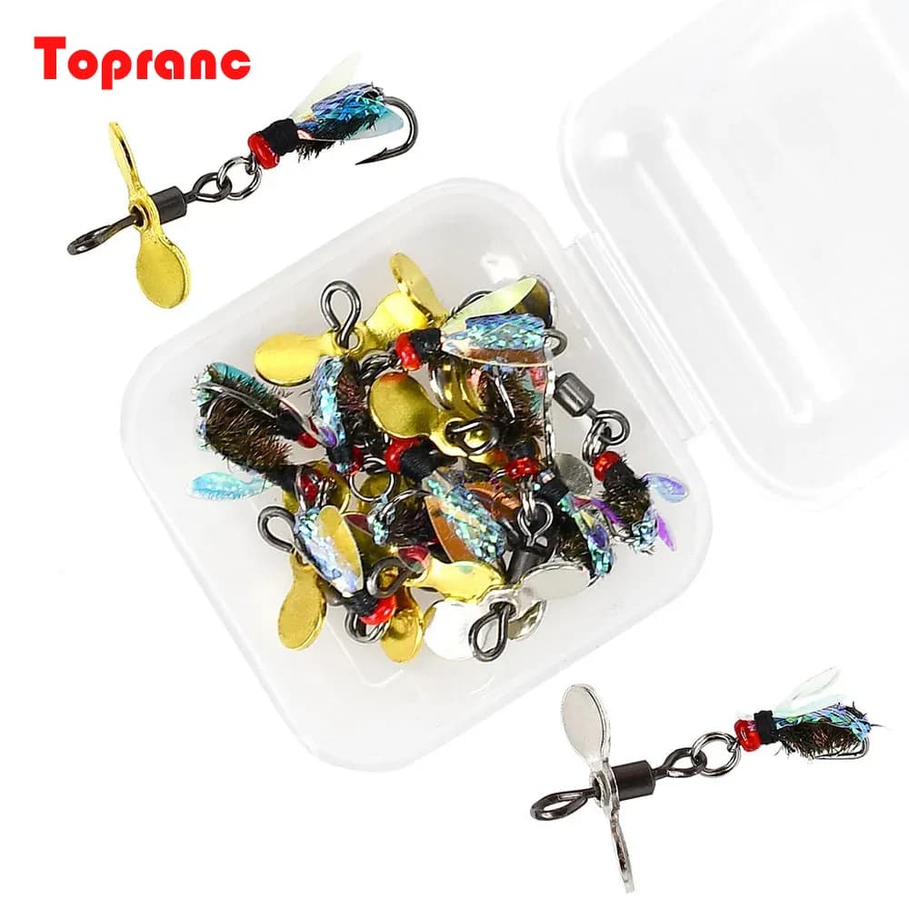 Topranc 15 Pz / Box Fin Ape Bionico Ape Ali bait Simulate Insetto Richiamo Spinner Elica Fishing bait Equipment
