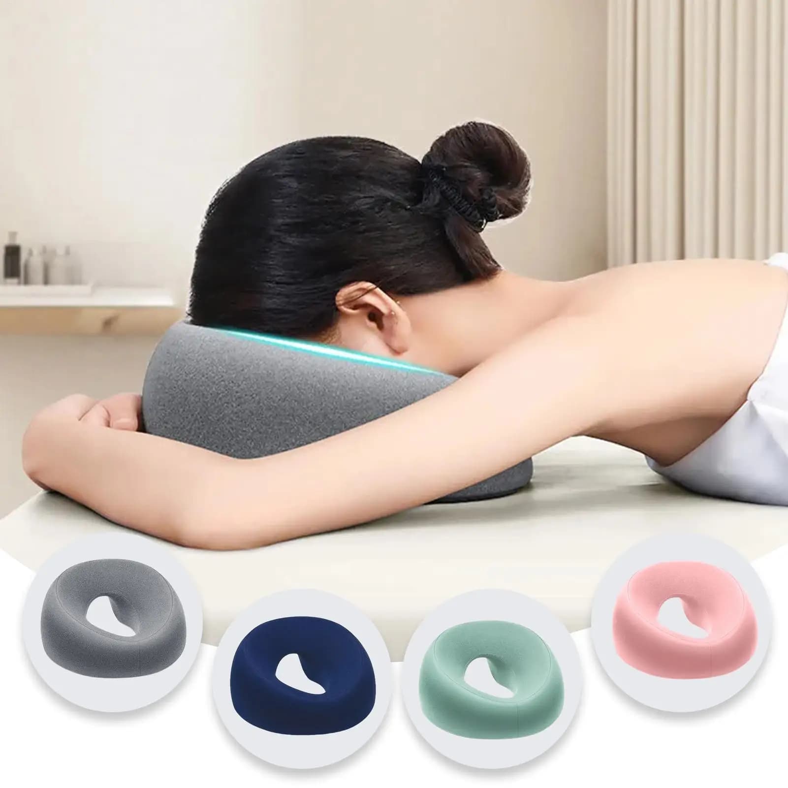 Poggiatesta Cuscino per il viso Ergonomia Cuscino sdraiato Memory Foam Cuscino di supporto per poggiatesta traspirante Massaggio per il corpo Cuscino per il riposo del viso
