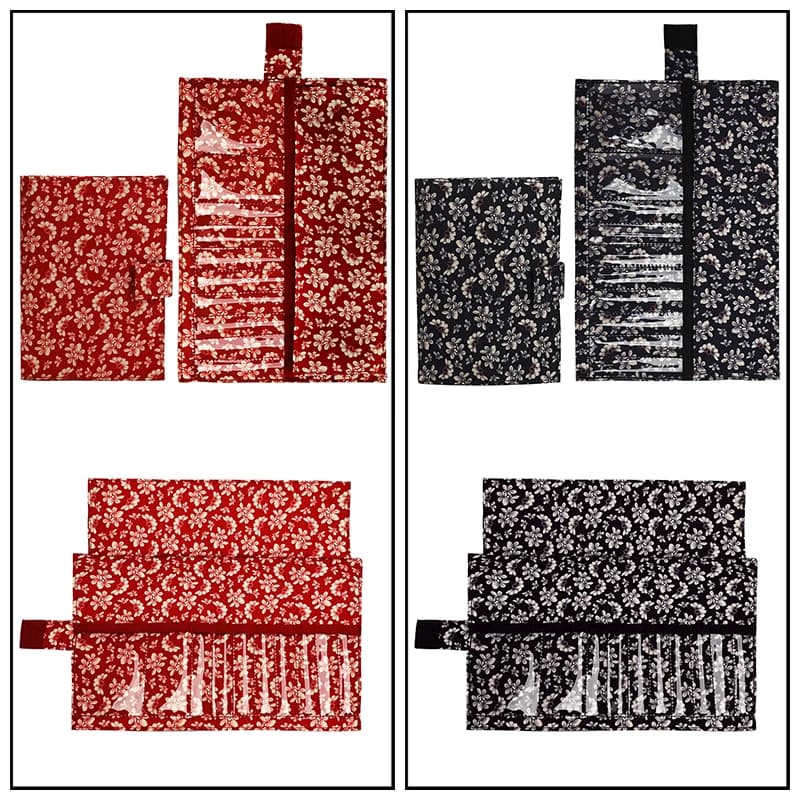 Borsa Portatile per Ferri da Maglia, Organizer in Cotone per Uncinetti, Custodia Staccabile per Ferri Circolari e Accessori da Cucito