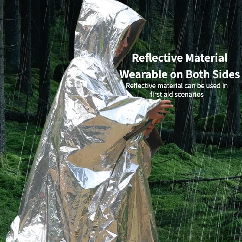 Outdoor Portatile Rain Jacket Primo Soccorso Mackintosh Lungo Ciclismo Addensato Riflettente Antivento Emergenza Escursioni