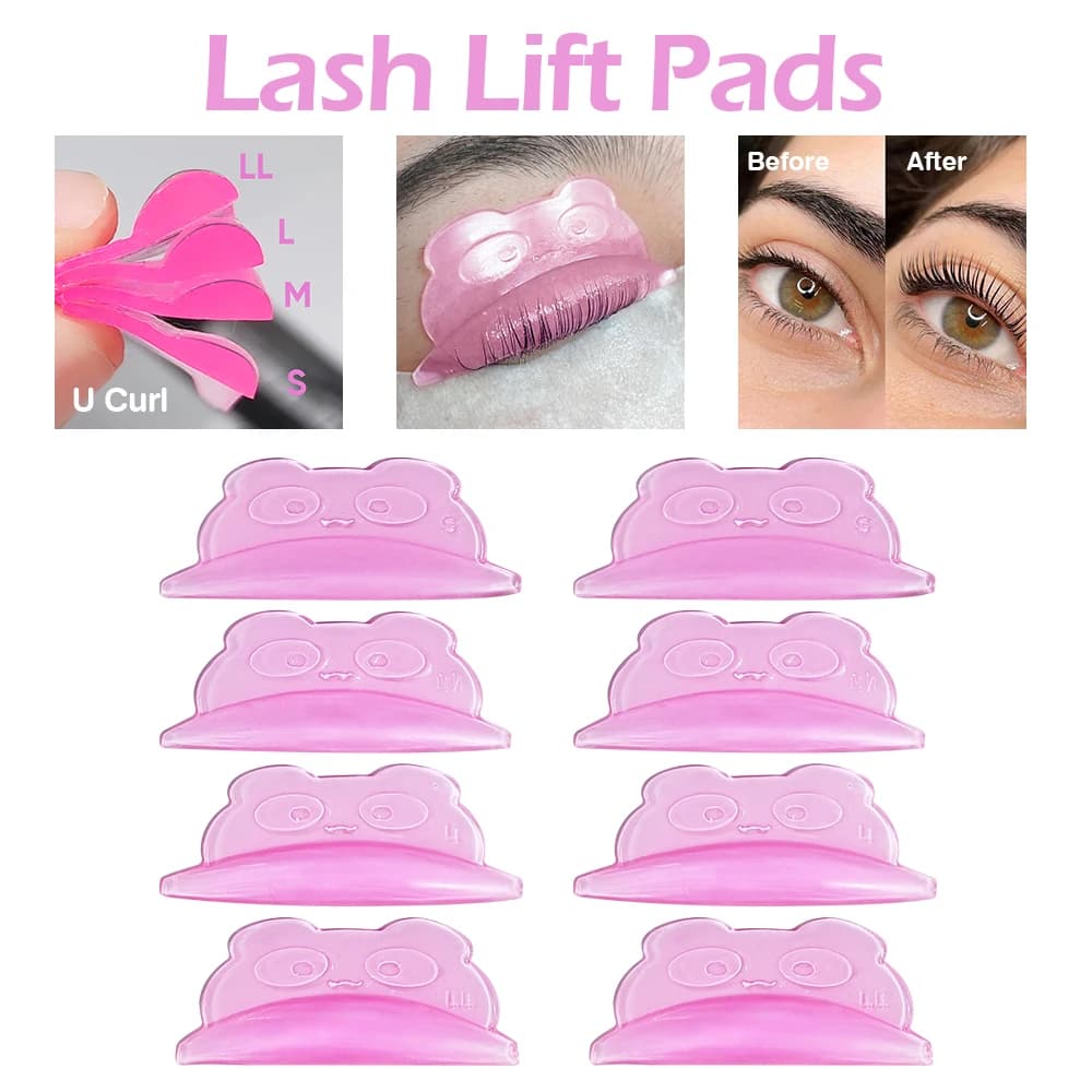 Lomansa 4 Paia di Pad in Silicone a U per Permanente Ciglia, Scudi Adesivi per Sollevamento Ciglia 3D, Accessori per Lash Lifting