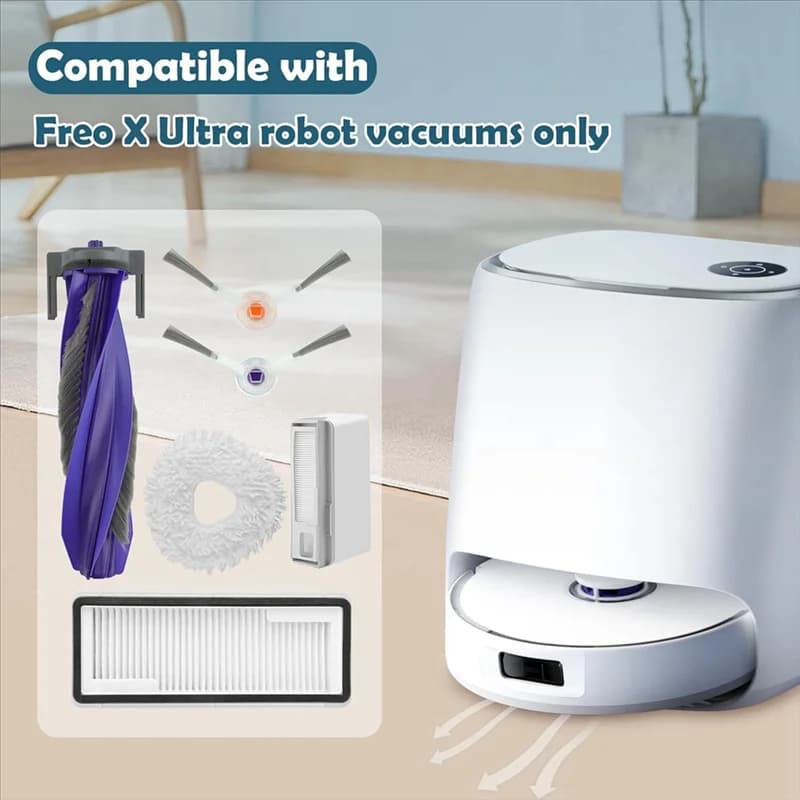 ABRW-Kit di accessori per Narwal Freo X Ultra Robot aspirapolvere Spazzola laterale principale Filtri Hepa Mop Pad Sacchetti per la polvere