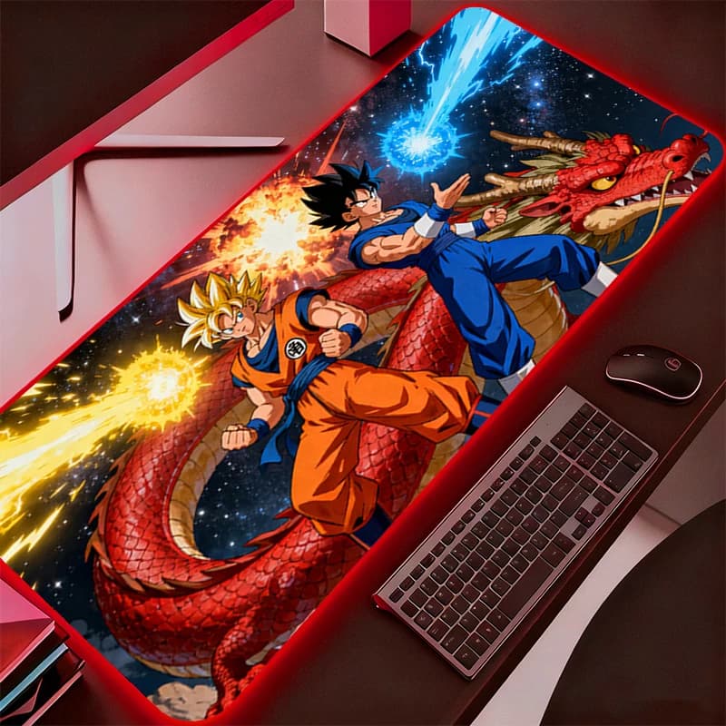 Tappetino per mouse per computer LED Dragon Ball DBZ Tappetini per mouse per giocatori Tappetino per mouse da gioco XXL Scrivania Mause Pad Tastiera RGB Mouse Tappeto retroilluminato