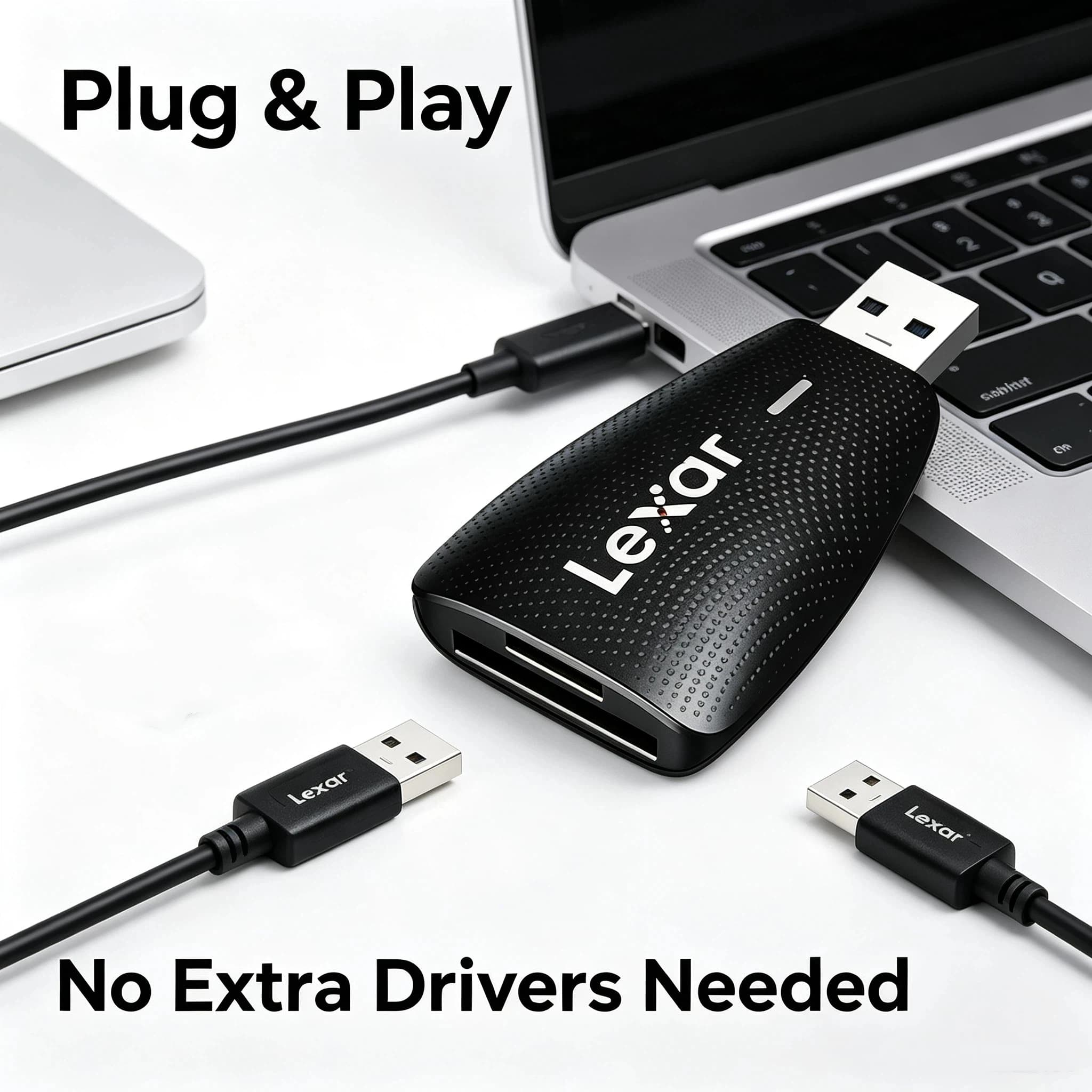 Lexar Card Reader USB 3.1 for Camera SD Card 4K Video Transfer Dual Slot TF Adapter for Laptop