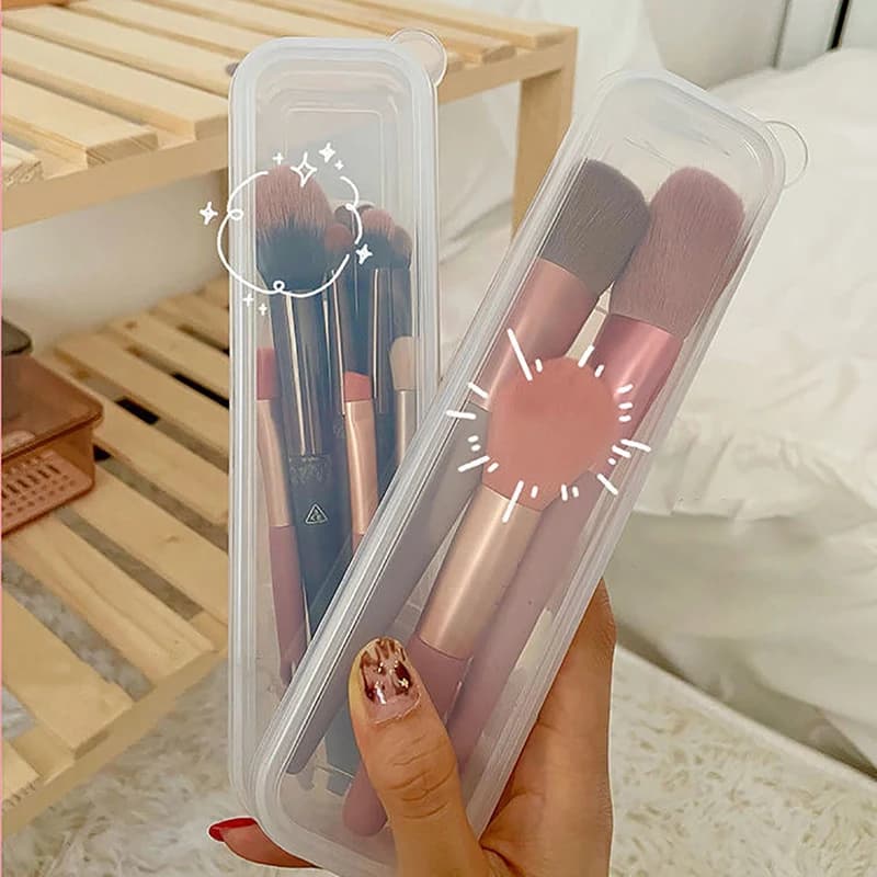 Transparent Makeup Brush Organizer with Cover Eyebrow Mat Boxes Portable Organizer for Women Cosmetics Makeup Tools