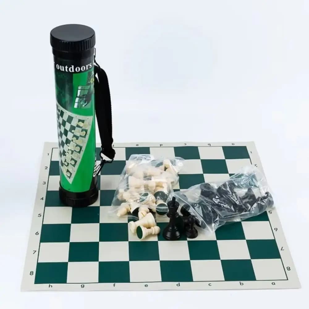 Board Games Folding Chessboard Packing Bucket 34cm/50cm Outdoor Travel Chess Set Educational Black and White Chess Set