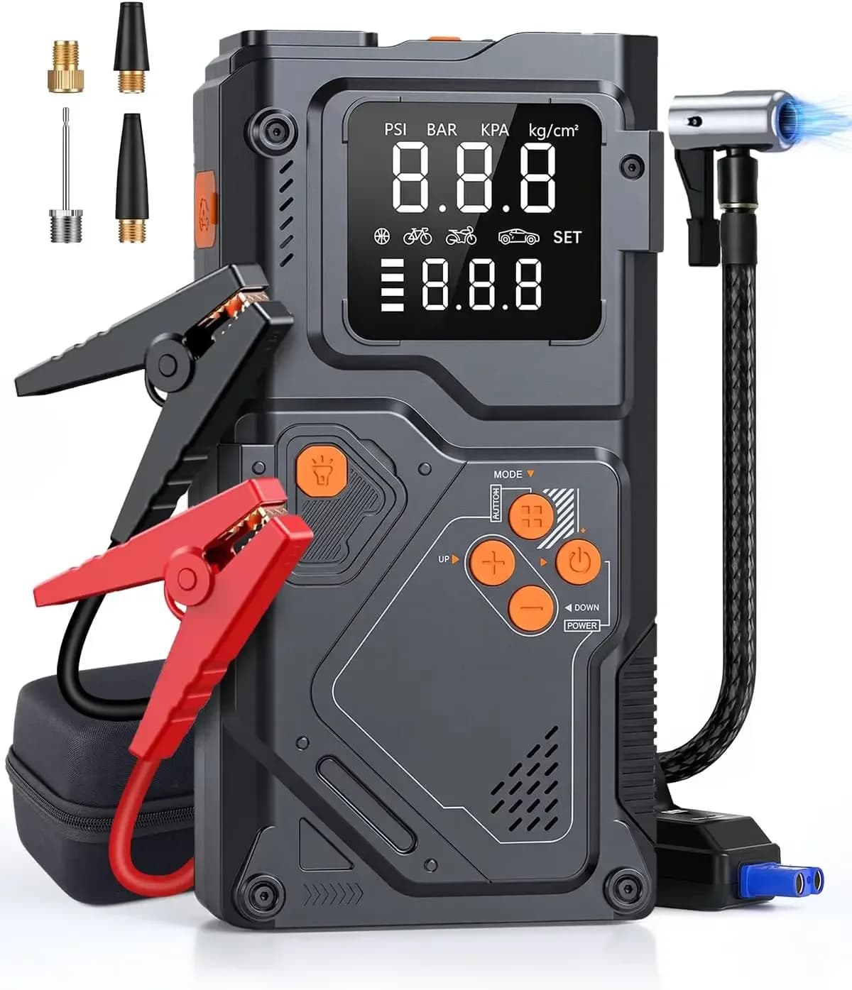 12V Jump Starter with Air Compressor, Portable Car Battery Jumper Starter | Jump Starter with 150PSI Inflator, Spark-Proof