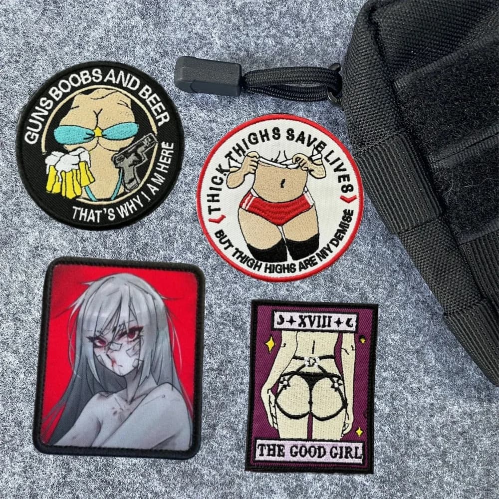Sexy Bikini Pretty Girl ricamato Hook and Loop Patch Tactically infortunato ragazza zaino adesivo militare bracciale Morale Badge