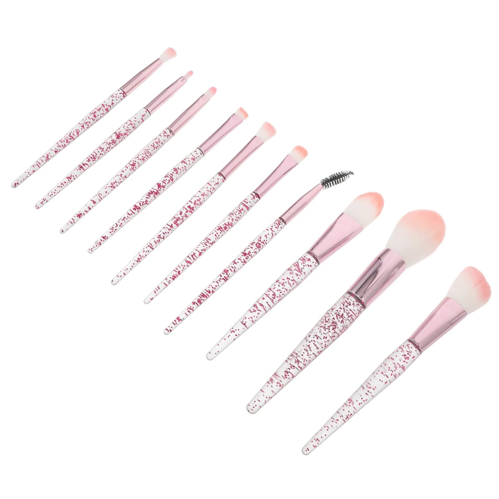 Set di 10 Pennelli per Trucco Occhi, Kit Professionale con Pennelli Glitterati per Eyeliner, Ombretto, Correttore e Labbra per Donne