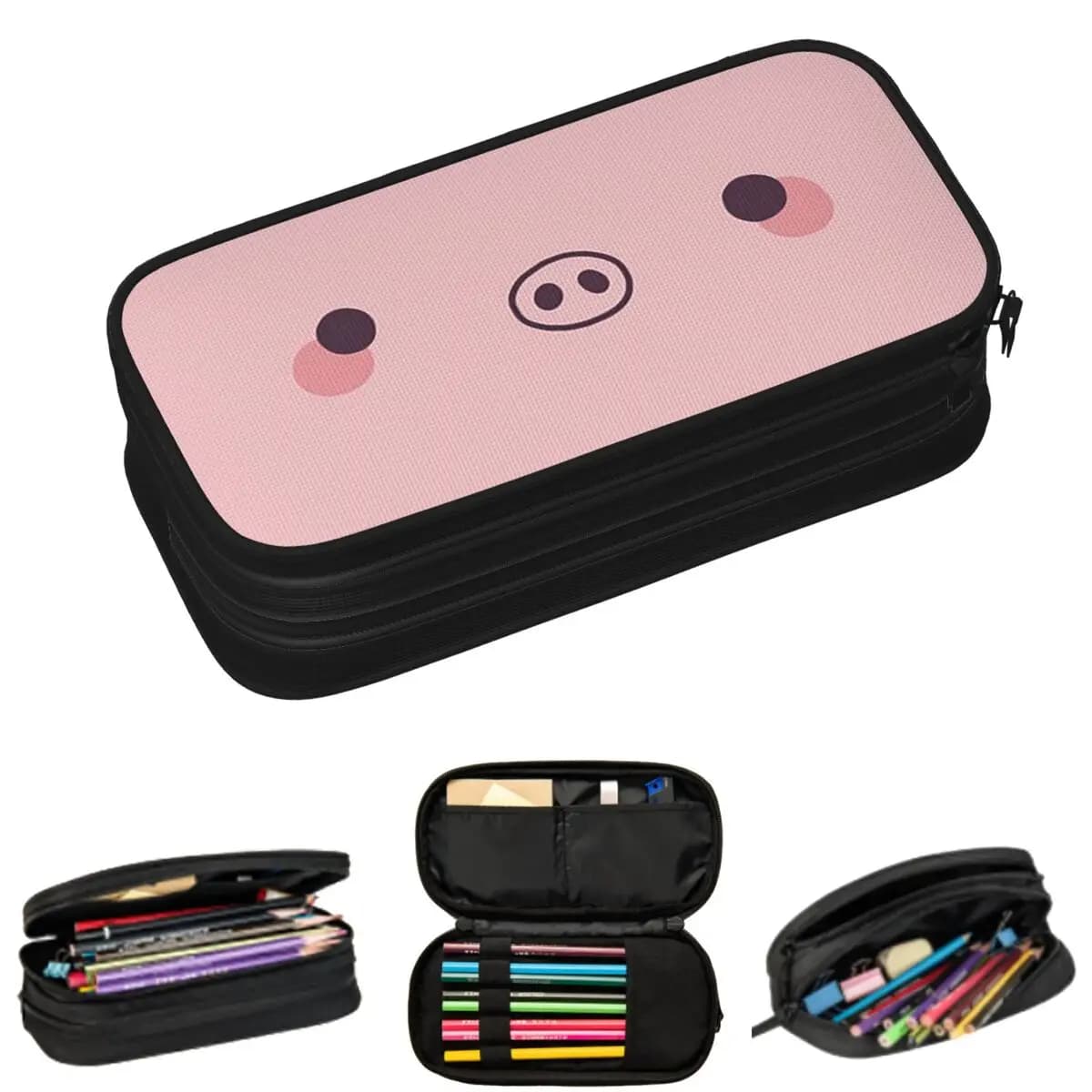 Astuccio per matite con stampa di maiali adorabili, regalo per studenti, astuccio portapenne di grande capacità
