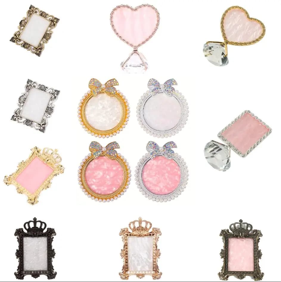 1 elegant palette for the improvement of nails with pearls and rhinestones - make-up for heart-shaped pink gold foundation with diamond base - square antiqu
