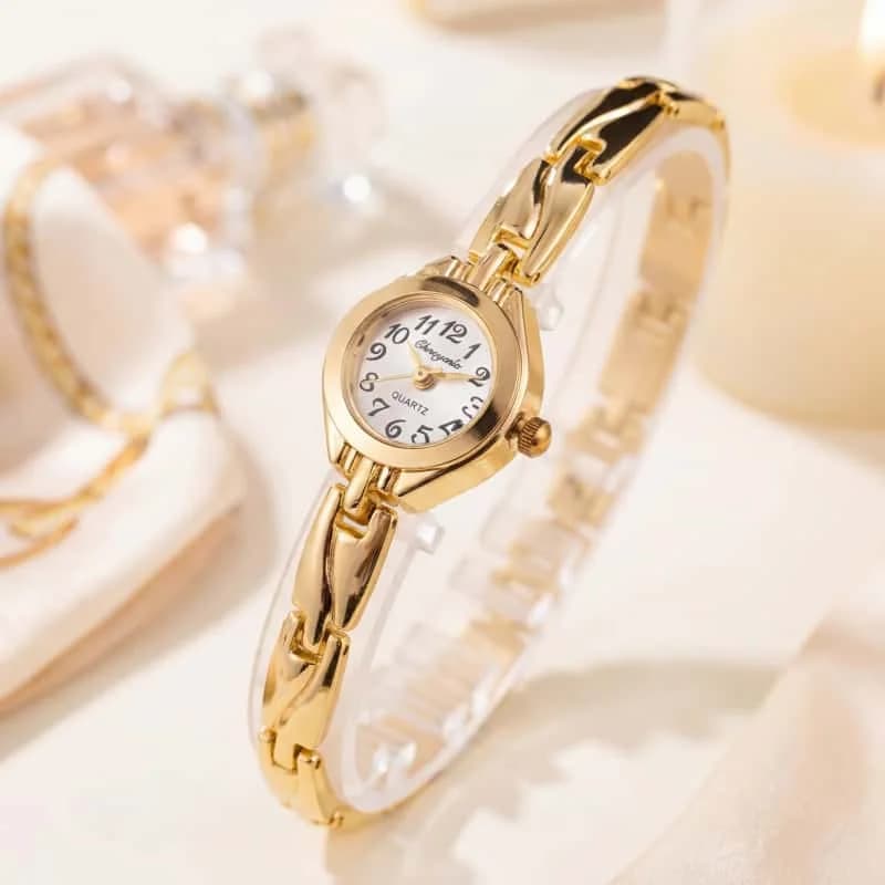 Fashionable women's wristwatch with quartz bracelet, retro, luxury, with small, slim and elegant dial, montre femme