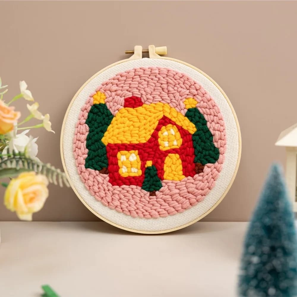 Merry Christmas Punch Needle Kit Beginner Embroidery Set Punch Needle Supplies Punch Needle Embroidery Handmade Yarn Art