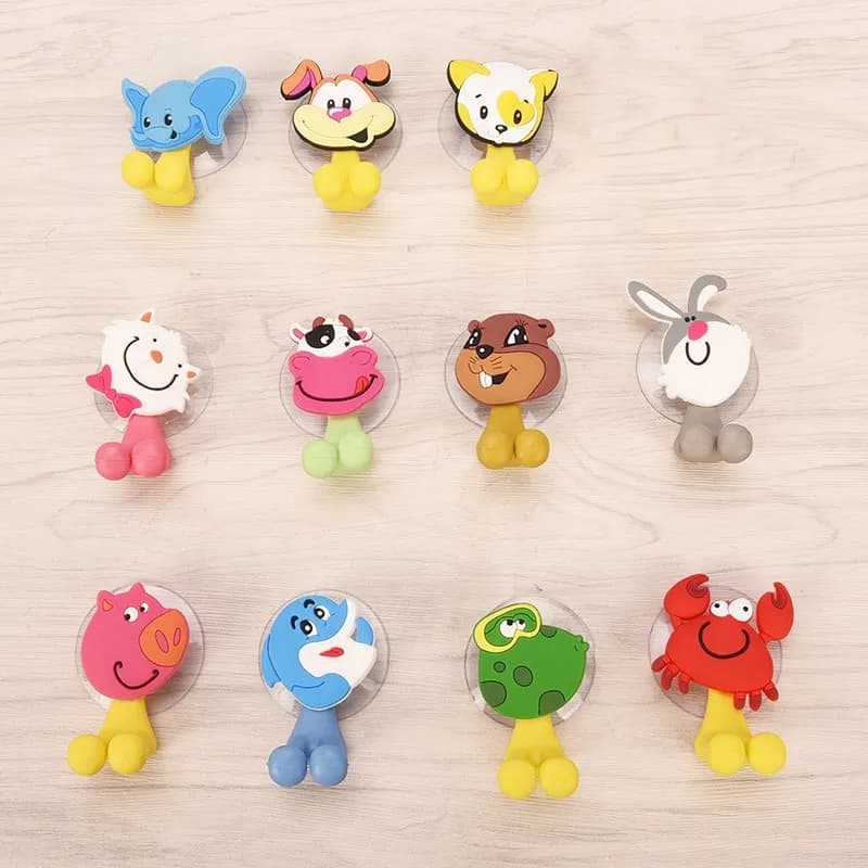1PC multifunzionale simpatico cartone animato animale ventosa porta spazzolino ganci accessori per il bagno strumento porta aspirazione a parete