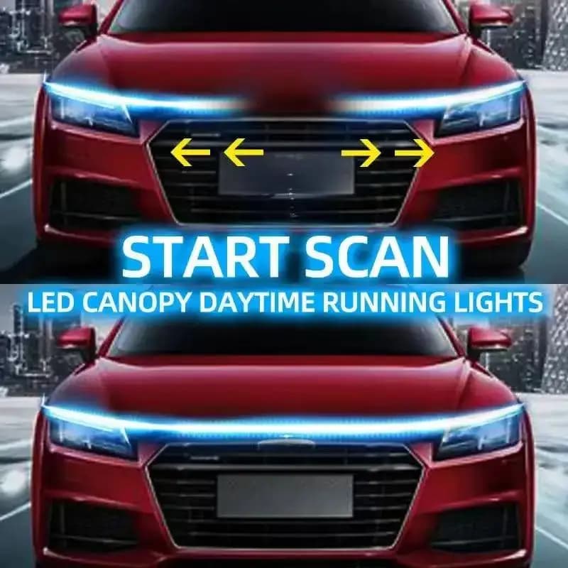 1pc meteor dynamic led lights for hood auto strip universal guide for hood motor decorative light headlights automatic gear light for car