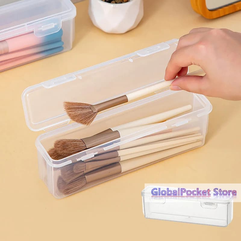 Scatola portatile per pennelli cosmetici da viaggio, piccola custodia trasparente antipolvere per pennelli per fard in polvere, pennelli per ombretto e sopracciglia