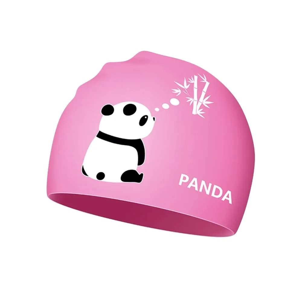 New Waterproof Silicone Swim Cap High Elasticity Seamless Swimming Hat Soft Cartoon Panda Swim Hat Long Hair