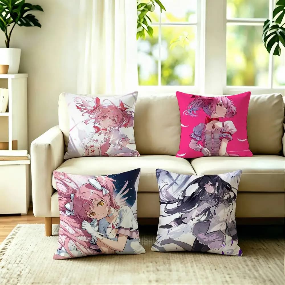 Hot Anime M-Madoka Magica Square Double-Sided printed Pillow Case Bedroom Bedside Pillow Sofa Cushion Cover