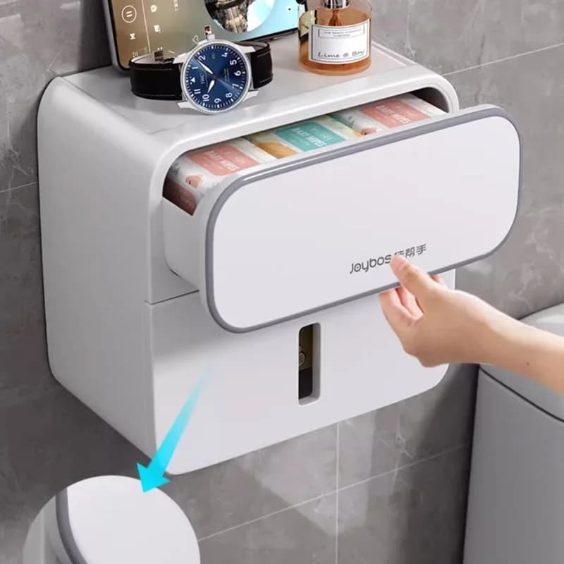 Porta carta igienica senza fori di perforazione scatola di carta igienica impermeabile cassetto di carta da bagno portaoggetti a parete