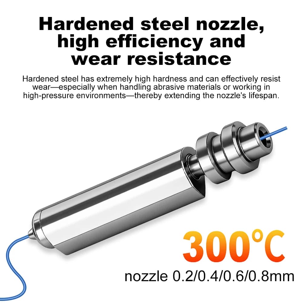 Ugello Bimetallico Migliorato per Hotend Quick Swap Anycubic Kobra X, Acciaio Temprato 0.2 0.4 0.6 0.8mm, Resistente a 300°C ° Parti per Stampante 3D C