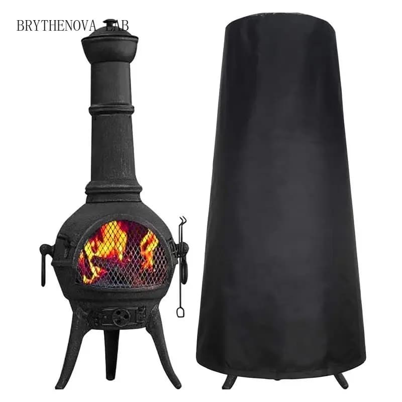 Waterproof Pit Stove Cover Heavy-duty 210D Protective Fireplace Outdoor Cover, Frost-proof Winter, Summer Sunproof Stove Cover