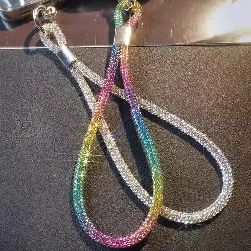Cinturini da polso in cristallo per telefono cellulare di lusso, cordino per telefono con strass glitterati, portachiavi, corda anti-smarrimento