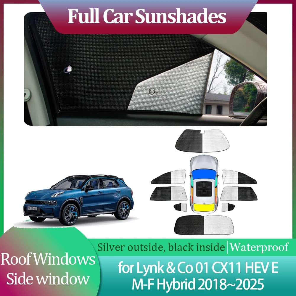 Parasole per Auto Lynk & Co 01 CX11 HEV EM-F Ibrida 2018~2025 Tenda per Parabrezza Finestrini del Tetto Visiera Parasole Copertura per Tettuccio Apribile Accessori