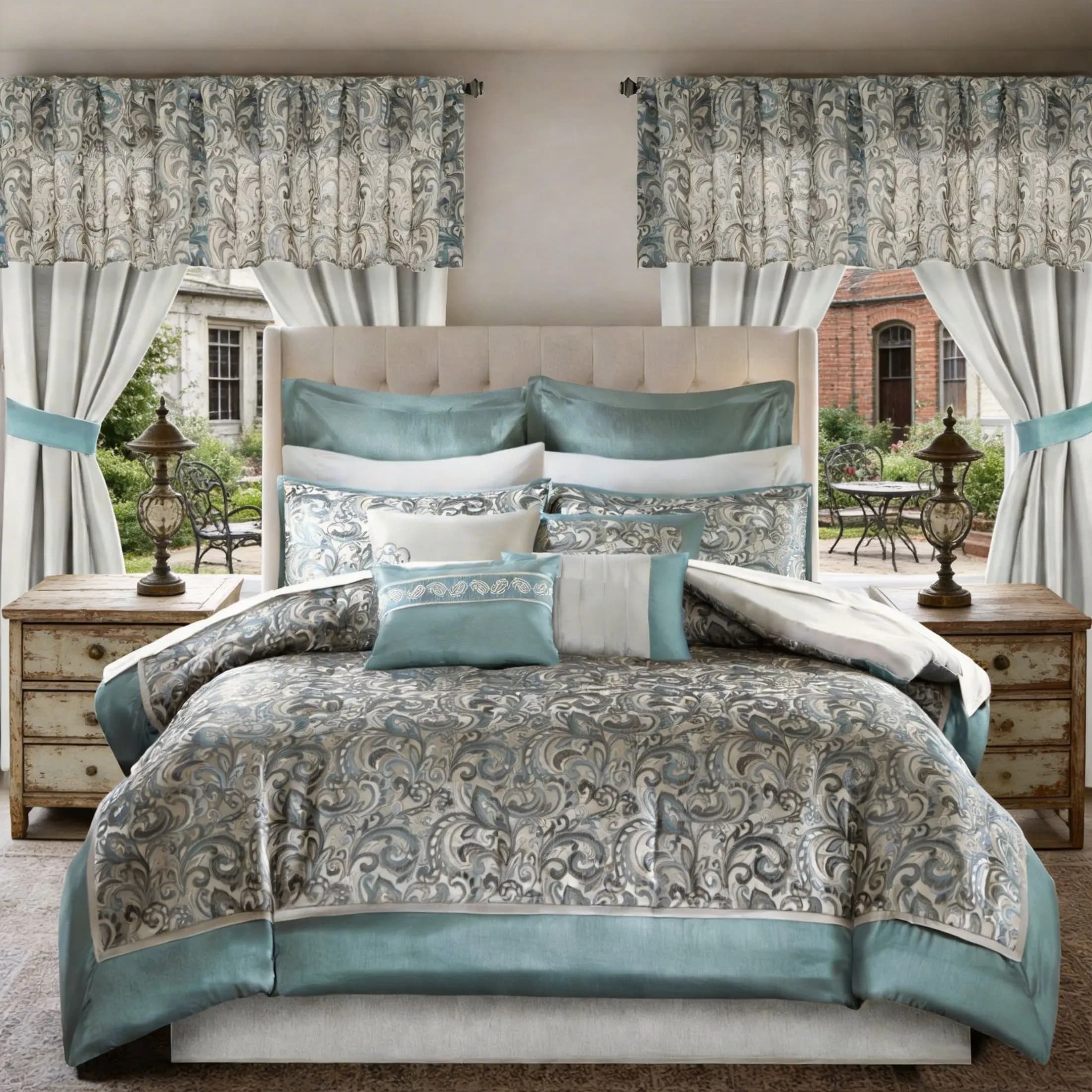 Set Copripiumino Jacquard Paisley 24 Pezzi, Set Biancheria da Letto di Lusso, Tutto in un Unico Pacchetto, Queen, King, CalKing, Lenzuola, Pannelli